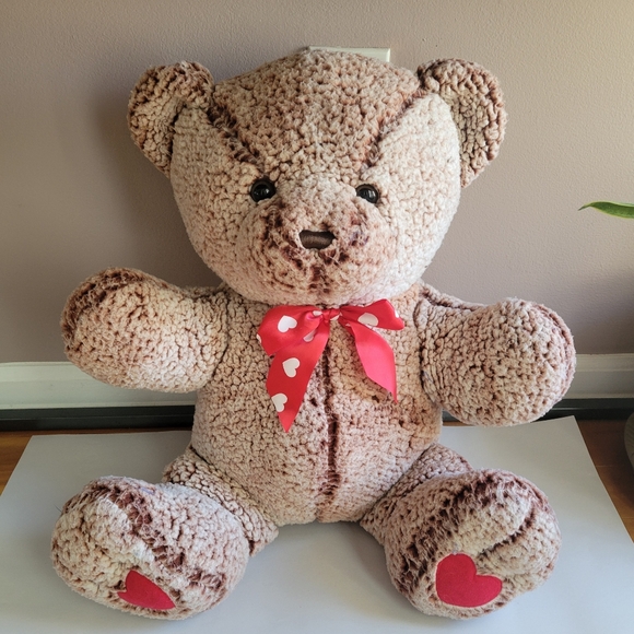 Other - Teddy Bear Stuffed Animal Red Paws,Bow /Brown 18"in Polyester Oversized